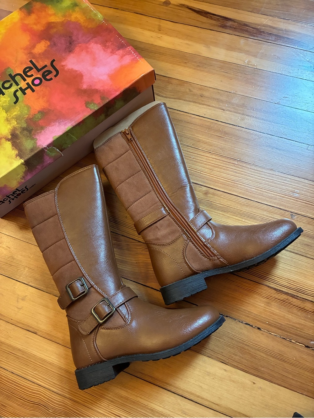 Rachel Shoes Brown Girls' Mid-Calf Buckle Riding Boots